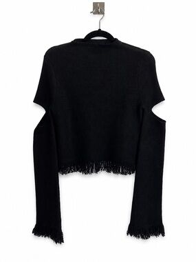 Zoe Jordan 70% Cashmere Fringe Cold Shoulder Sweater S/M Black